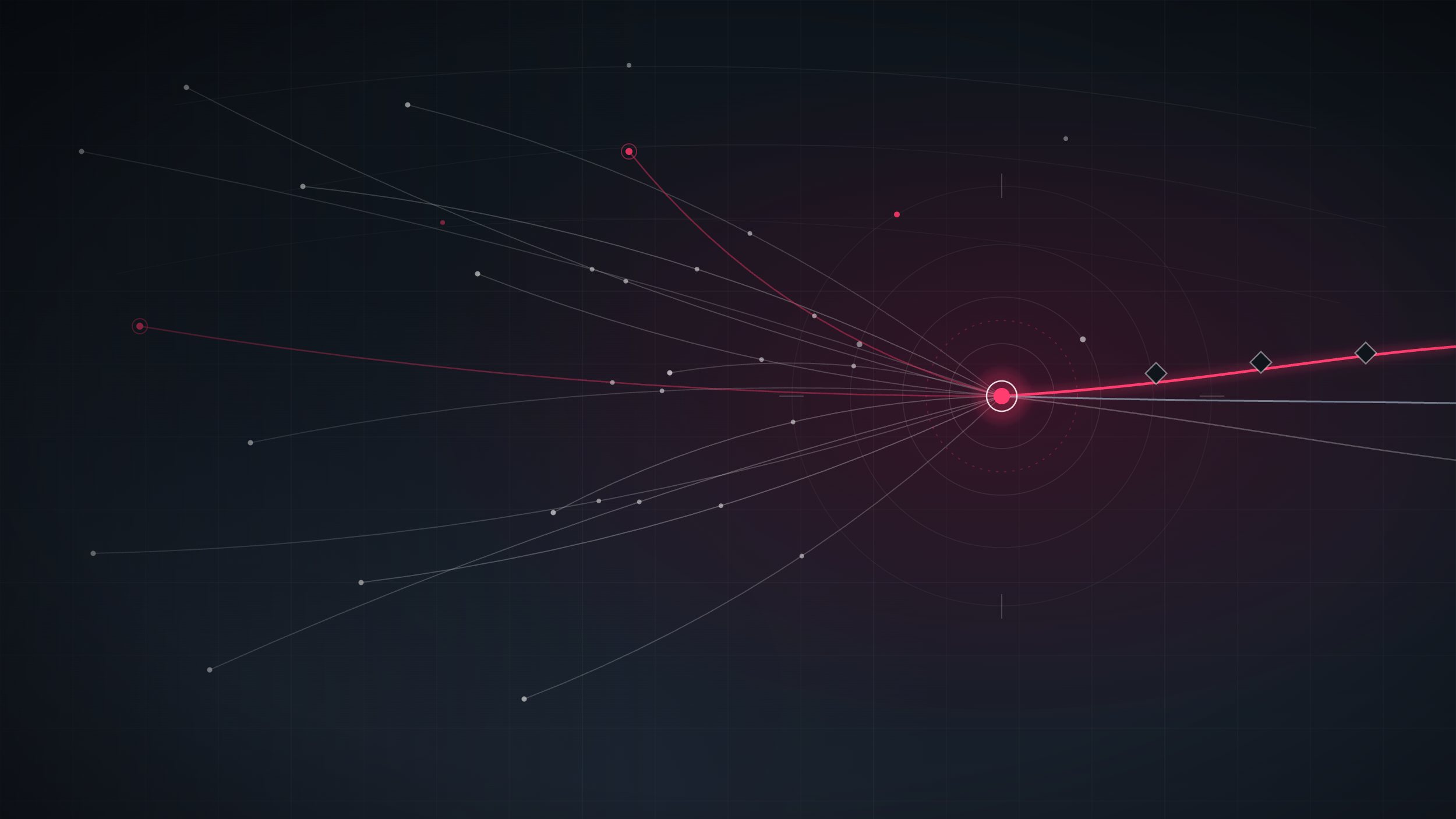 Global supply network converging into a central control tower hub